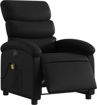vidaXL Sillón de masaje reclinable eléctrico cuero sintético negro vidaXL