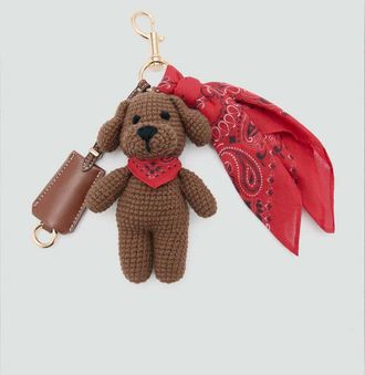 Mango Portachiavi peluche foulard marrone - Donna - Taglia unica - MANGO