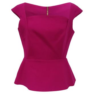Roland Mouret Abbey Peplum Top in Pink Wool