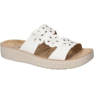 Easy Street Taj Sandals Womens White Slip On Platform Slide GAL1843