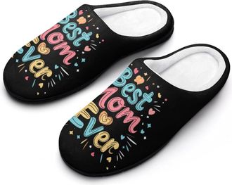Generic Best Mom Ever Funny Womens Cotton Slippers Shoes Novelty Soft Non-Slip Sole Home Shoe