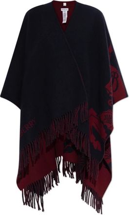 Burberry Jassen, Dames, Blauw, ONE Size, Wol, EKD Wollen Kasjmier Cape