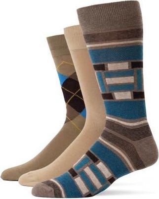 Lorenzo Uomo Assorted 3-Pack Crew Socks in Taupe at Nordstrom Rack, Size 10-13