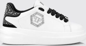 Philipp Plein Leather Chunky Sneakers with Hexagon Logo and Rhinestones