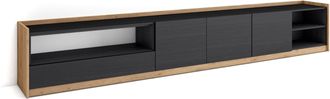 Skraut Home Skraut Home - Mueble Tv, Televisi&oacute;n, 310x37x50cm, Para Tv Hasta 80, Negro Y Roble
