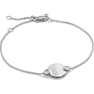 Monica Vinader Lab Created Diamond Engravable Disc Bracelet in Sterling Silver/diamond at Nordstrom