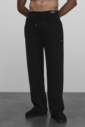 Alo | Waffle Chenille Edition Straight Leg Pants in Black, Size: Medium