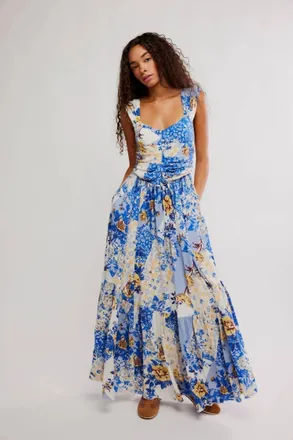 Free People Sasha Maxi Dress In Porcelain Combo