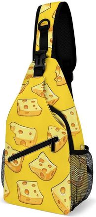 Generic Cheese Slices Pattern Mens Shoulder Bags Sling Crossbody Backpack Travel Hiking Chest Bag with Small Side 38x20cm