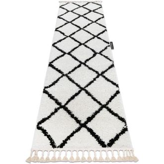 RugsX Rugsx - Carpet, Runner berber cross white - for the kitchen, corridor & hallway white 70x250 cm