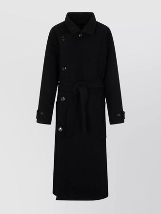 Christophe Lemaire wool oversized belted single breasted coat