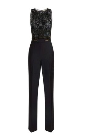 Elisabetta Franchi Sleeveless Crepe Embroidered Jumpsuit