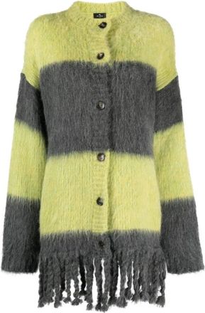 Etro Gestreepte franje wollen vest - Dames - Vesten - Veelkleurig - 2XS - Wol - Truien & Vesten