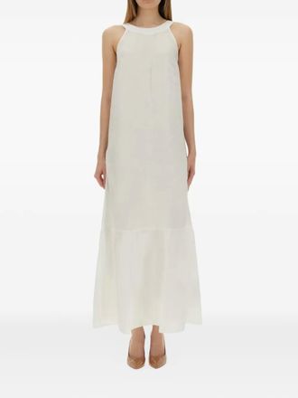 120% Lino Abito con scollo rotondo - Bianco