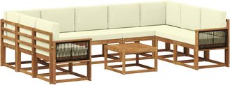 vidaXL Conjunto De Sof&aacute;s De Exterior 10 Uds. Natural Y Crema Vidaxl