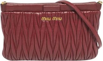 Miu Miu Pre-owned Cross Body Bags, female, Red, Size: ONE SIZE Pre-owned Leather Shoulder Bag