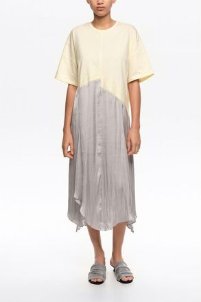 Bimba & Lola Two-Material Asymmetric Dress in Light Grey at Nordstrom, Size Xx-Small Eu