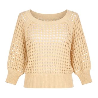 Twinset Round-neck Knitwear, female, Beige, Size: S Openwork Round-neck Knit