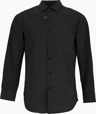 Scotch & Soda Mens Pattern Long Sleeve Shirt Collar Shirt - Black/Multi - Size: 14.5 inch