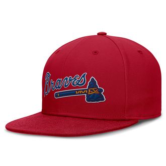 Nike Atlanta Braves True Nike Mens Dri-FIT MLB Fitted Hat in Red | NB186DLAW-5BG