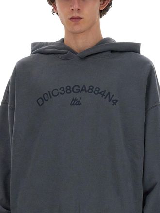 Dolce & Gabbana Logo-Embroidered Cotton Sweatshirt - Grey