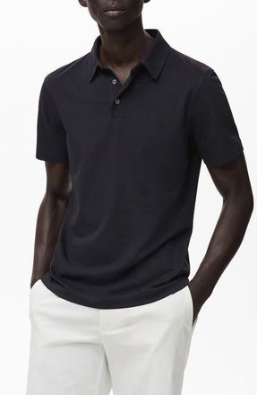Mango Solid Cotton Blend Piqu&eacute; Polo in Night Blue at Nordstrom, Size Xx-Large