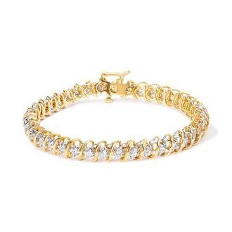 House of Brilliance 18K Yellow Gold 4.0 Cttw Diamond S-Link Inch Tennis Bracelet at Nordstrom