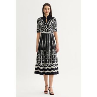 Ming Wang Fit N Flare Feminine Soft Knit Maxi Dress in Black at Nordstrom, Size X-Large