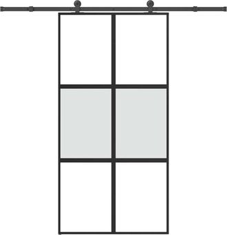 vidaXL Puerta Corredera Set Herrajes Vidrio Templado Aluminio Vidaxl