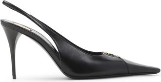 Saint Laurent Babylone Breteuil Slingback Pumps - Dames - Pumps - Zwart - 39 1/2 EU - Leer - Schoenen