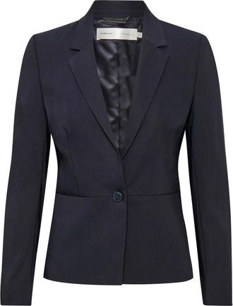 Inwear Marineblauwe Korte Blazer Zella Stijl - Dames - Blazers - Blauw - M - Leer - Jassen