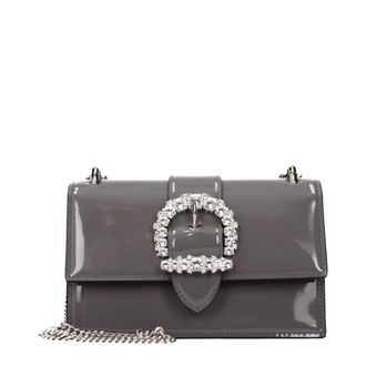 Jimmy Choo London Gray Leather Shoulder Womens Bag