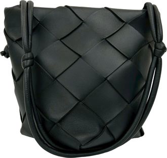 Bottega Veneta Black Leather Shoulder Bag Tote Bag (Pre-Owned)