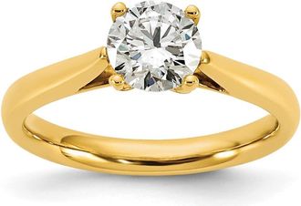 Diamond2Deal 14k Gold 1 Ct Lab Grown Diamond Round Solitaire Engagement Ring