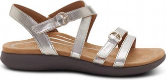 Aetrex Womens Hadley Adjustable Quarter Strap Sandal In Champagne