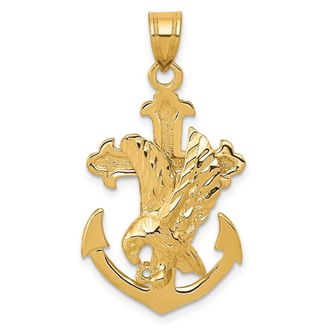 Diamond2Deal 14k Yellow Gold Mariners Cross Eagle Pendant