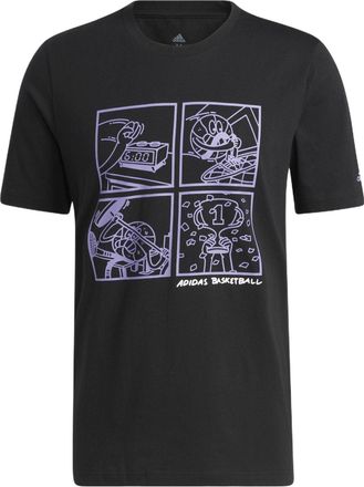 adidas Cartoon Pattern Basketball Sports Pullover Short Sleeve Black HF8164