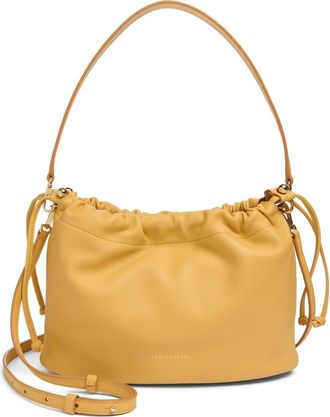 Strathberry Midi Leather Drawstring Handbag in Brulee at Nordstrom