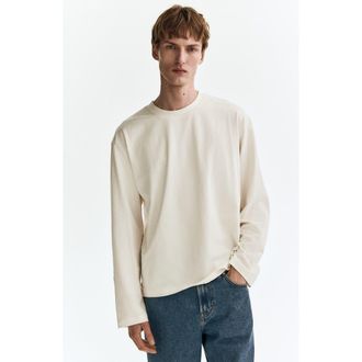 H&M Loose-fit long-sleeved t-shirt in White at Nordstrom, Size Small