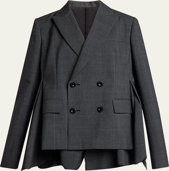 sacai Glen Check Ruffle Double-Breasted Jacket