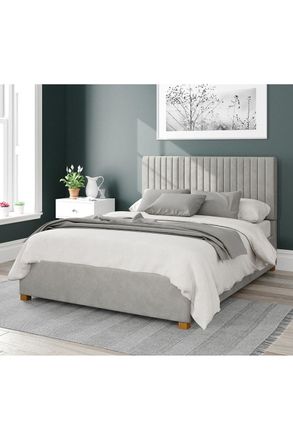 Aspire Home Accents Grant Upholstered Ottoman Storage Bed, Plush Velvet Fabric in Light Grey | Size: Super King