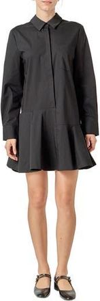 English Factory Long Sleeve Shirtdress in Black at Nordstrom Rack, Size Medium
