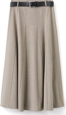 Mango Belted Godet Pleat A-Line Skirt in Grey at Nordstrom, Size 6