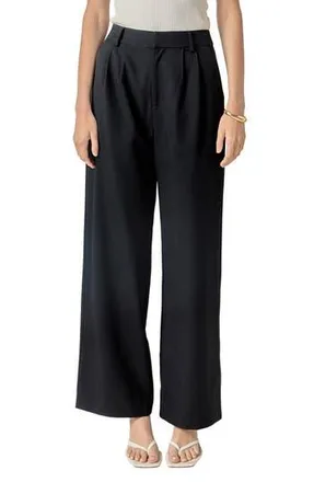 English Factory Pleat Front High Waist Wide Leg Pants in Navy at Nordstrom Rack, Size X-Small
