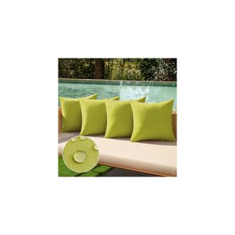OEM Funda De Almohada De Exterior Impermeable De Lino De 18x18 Pulgadas, Color Verde Hierba, Ideal Para Patios, Jardines, Balcones Y Sof&aacute;s