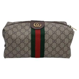 Gucci Pre-owned Cloth Clutch Bag Ophidia - Dames - Pre-owned - Beige - Maat: ONE Size Katoen