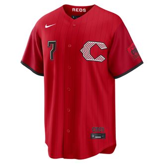 Nike Spencer Steer Cincinnati Reds City Connect Nike Mens MLB Stadium Jersey in Red | RE260JCKRE9-GG0