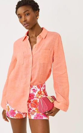 Lilly Pulitzer Sea View Linen Button Down Shirt