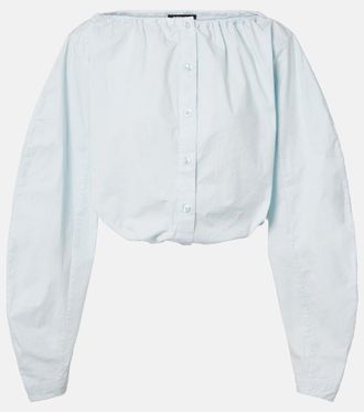 Rotate Gathered cotton-blend blouse