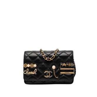 Chanel Pre-owned Mini Coco Clips Wallet on Chain - Dames - Pre-owned - Zwart - Maat: ONE Size Leer